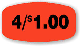 4 For $1.00 Red Orange DayGlo Price Labels