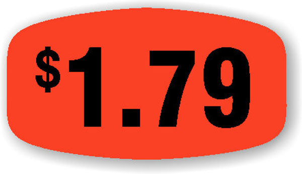 $1.79 Red Orange DayGlo Price Labels