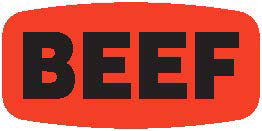 Beef Dayglo Labels, Beef Stickers 1000/Roll