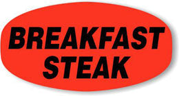 Breakfast Steak Dayglo Labels, Beakfast Steak Stickers