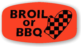 Broil or BBQ Dayglo Labels, Stickers