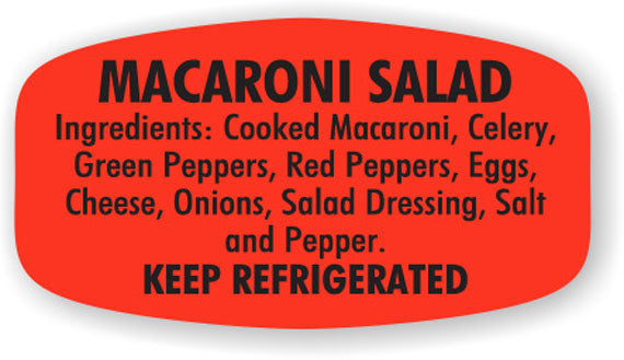 Macaroni Salad Ingredient DayGlo Labels