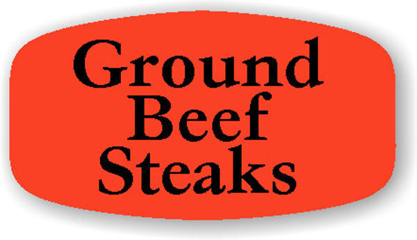Ground Beef Steaks DayGlo Labels, Stickers