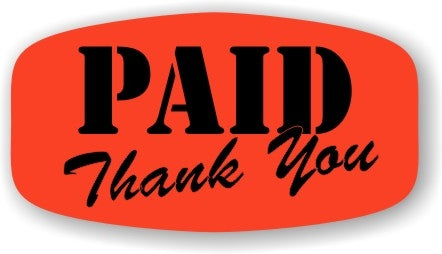 Paid Thank You DayGlo Labels, Paid Thank You Stickers