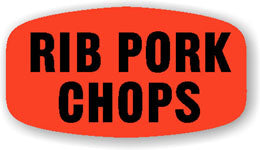 Rib Pork Chops DayGlo Labels, Pork Rib Chops Stickers