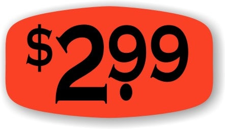 $2.99 Price Labels, $2.99 Price Stickers 1000/Roll