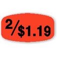 2 For $1.19 Price Red Orange DayGlo Labels