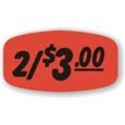 2 For $3.00 Price Red Orange DayGlo Labels