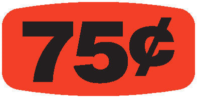 .75 Cents Red Orange DayGlo Price Labels
