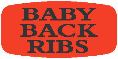 Baby Back Ribs DayGlo Labels, Baby Back Ribs Stickers