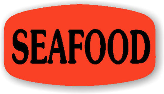 Seafood DayGlo Labels, Seafood Stickers