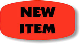 New Item DayGlo Labels, New Item Stickers
