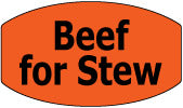 Beef For Stew DayGlo Labels, Beef for Stew Stickers 1000/Roll