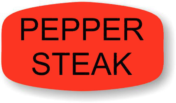 Pepper Steak DayGlo Labels, Pepper Steak Stickers
