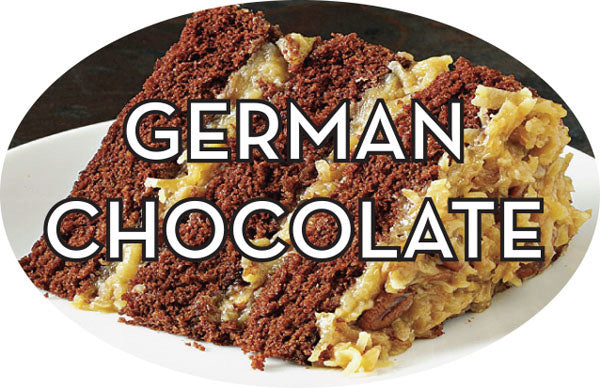 German Chocolate Bakery Flavor Labels, German Chocolate Stickers