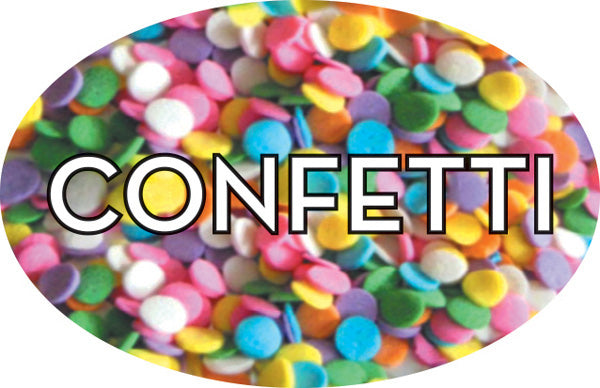 Confetti Flavor Labels, Confetti Bakery Stickers at ScaleLabels.com