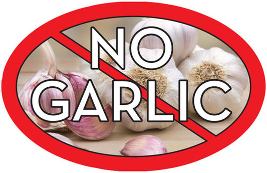 NO Garlic Flavor Labels, NO Garlic Flavor Stickers