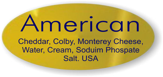American Cheese Foil Ingredient Labels, American Cheese Stickers
