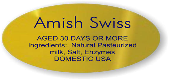 Amish Swiss Cheese Foil Ingredient Label, Amish Swiss Stickers