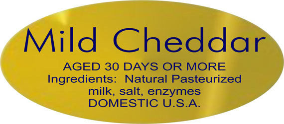 Mild Cheddar Cheese Ingredient Labels, ScaleLabels.com Gold Foil Cheese ...