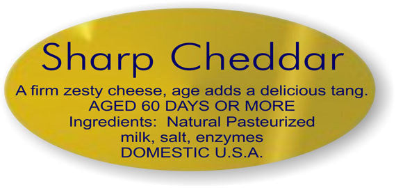 Sharp Cheddar Cheese Ingredient Labels, ScaleLabels.com Gold Foil ...
