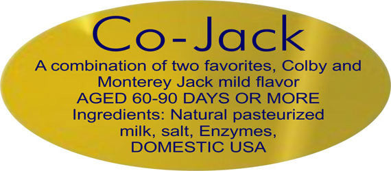 Co-Jack Cheese Ingredient Labels, Co-Jack Cheese Stickers