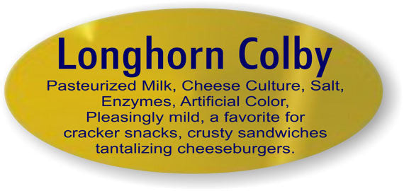 Colby Longhorn Cheese Labels, Colby Longhorn Cheese Stickers