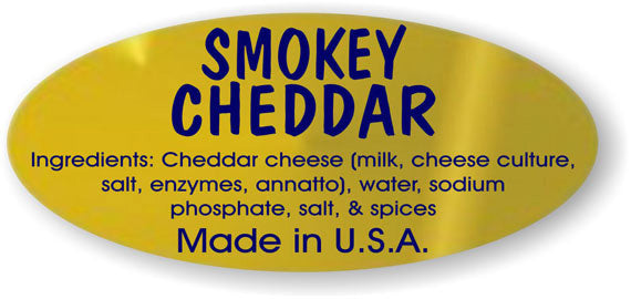 Smokey Cheddar Cheese Ingredient Labels, ScaleLabels.com Gold Foil ...