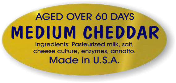 Medium Cheddar Cheese Ingredient Labels, ScaleLabels.com Gold Foil ...
