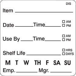 Seven Day, 7 Day Shelf Life Labels 2"