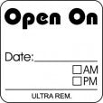 Open On, Date, Time 1" Food Shelf Life Labels