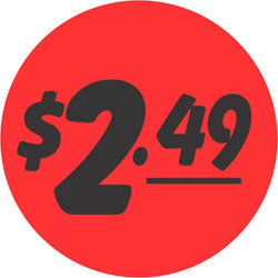 $2.49 Price Labels, $2.49 Price Stickers 1000/Roll