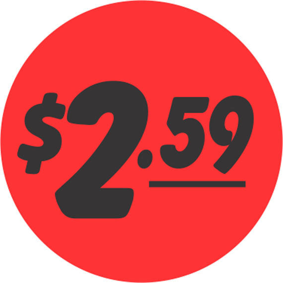 $2.59 Price Labels, $2.59 Price Stickers 1000/Roll