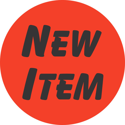 NEW Item 1.25" Circle Dayglo Labels, NEW Item Stickers
