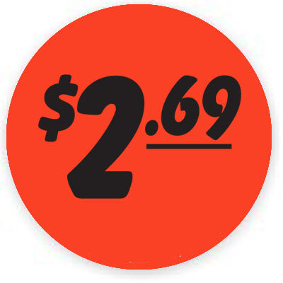 $2.69 Price Labels, $2.69 Price Stickers 1000/Roll