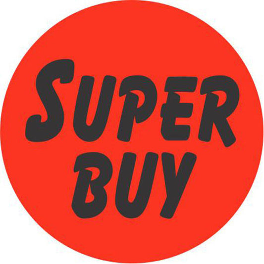 Super Buy 1.5" Circle DayGlo Labels, Super Buy Stickers