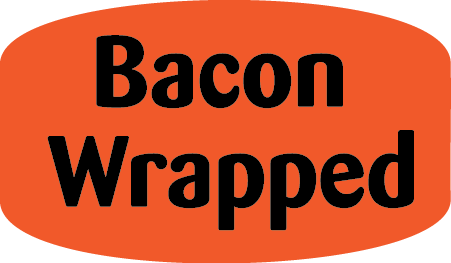 Bacon Wrapped DayGlo Labels, Bacon Wrapped Stickers