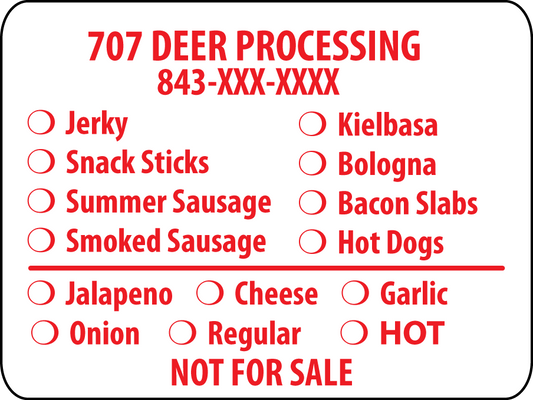 Deer/Venison Specialties Master Label - CUSTOMIZED