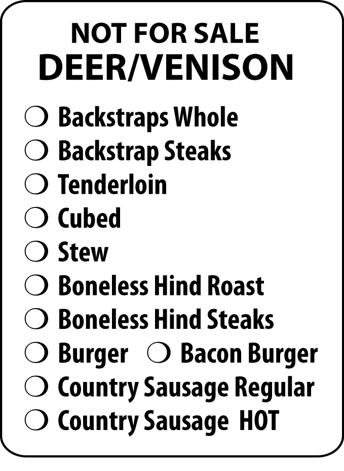 Deer/Venison Cuts Master Label