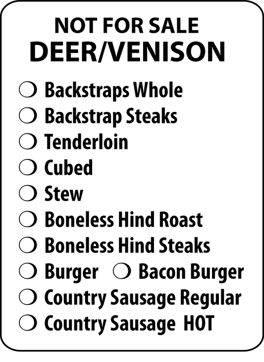 Deer Processing Label CHECKOFF LABELS - Deer/Venison – ScaleLabels.com