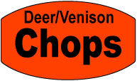 Deer/Venison Chops Dayglo Labels, Deer/Venison Chops Stickers