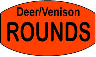 Deer/Venison Rounds Dayglo Labels, Deer/Venison Rounds Stickers