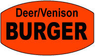 Deer/Venison Burger DayGlo Labels, Deer/Venison Burger Stickers