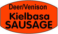 Deer/Venison Kielbasa Sausage Dayglo Label, Kielbasa Stickers
