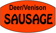 Deer/Venison Sausage DayGlo Labels, Venison Sausage Stickers