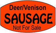 Deer/Venison Sausage Not For Sale DayGlo Labels, Stickers