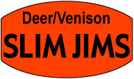 Deer/Venison Slim Jims DayGlo Labels, Stickers