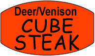 Deer/Venison Cube Steak DayGlo Labels, Deer Cube Steak Stickers