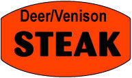 Deer/Venison Steak DayGlo Labels, Deer/Venison Steak Stickers