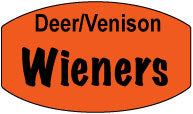 Deer/Venison Wieners DayGlo Labels, Deer Wiener Stickers